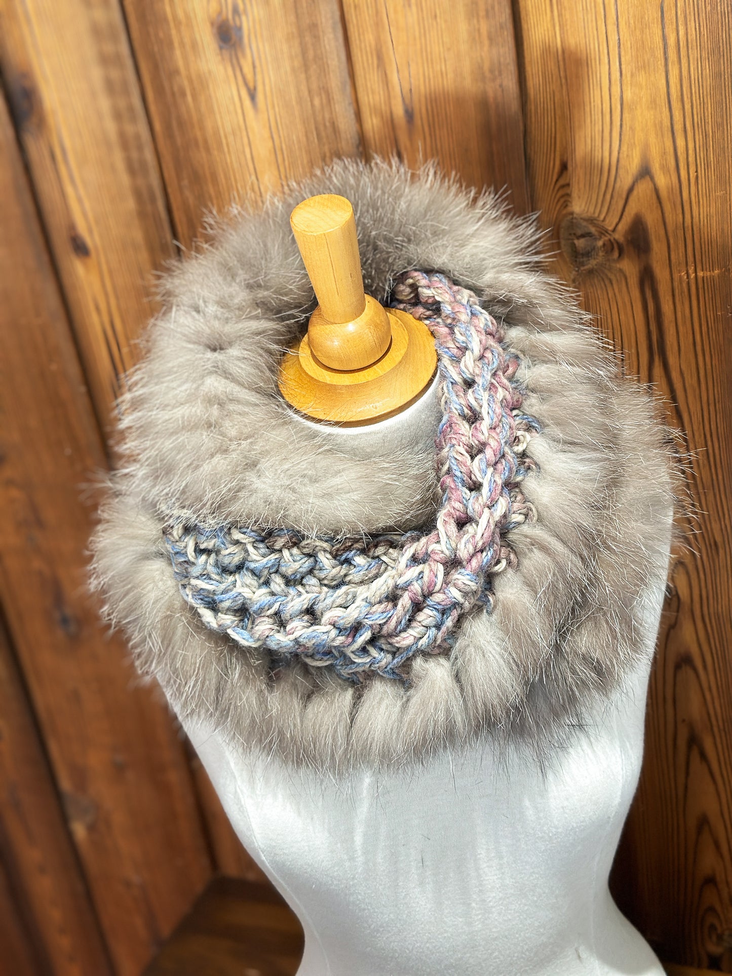 Foulard avec fourrure recyclée - Renard