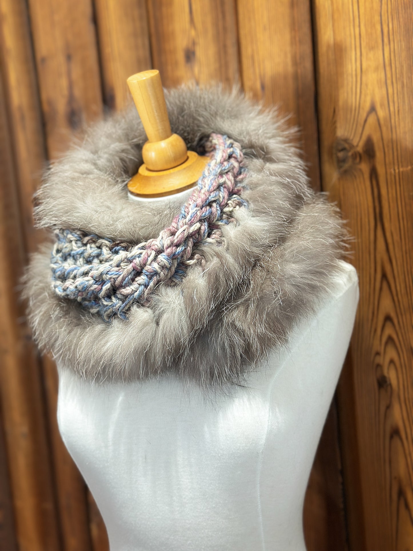 Foulard avec fourrure recyclée - Renard