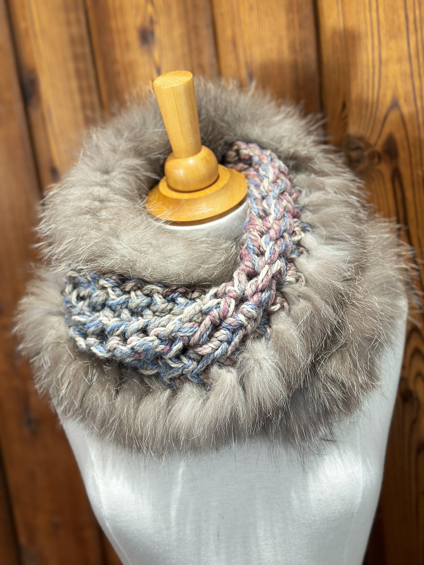 Foulard avec fourrure recyclée - Renard