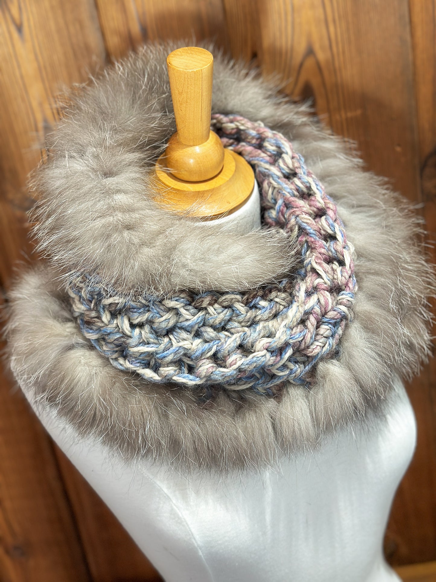 Foulard avec fourrure recyclée - Renard