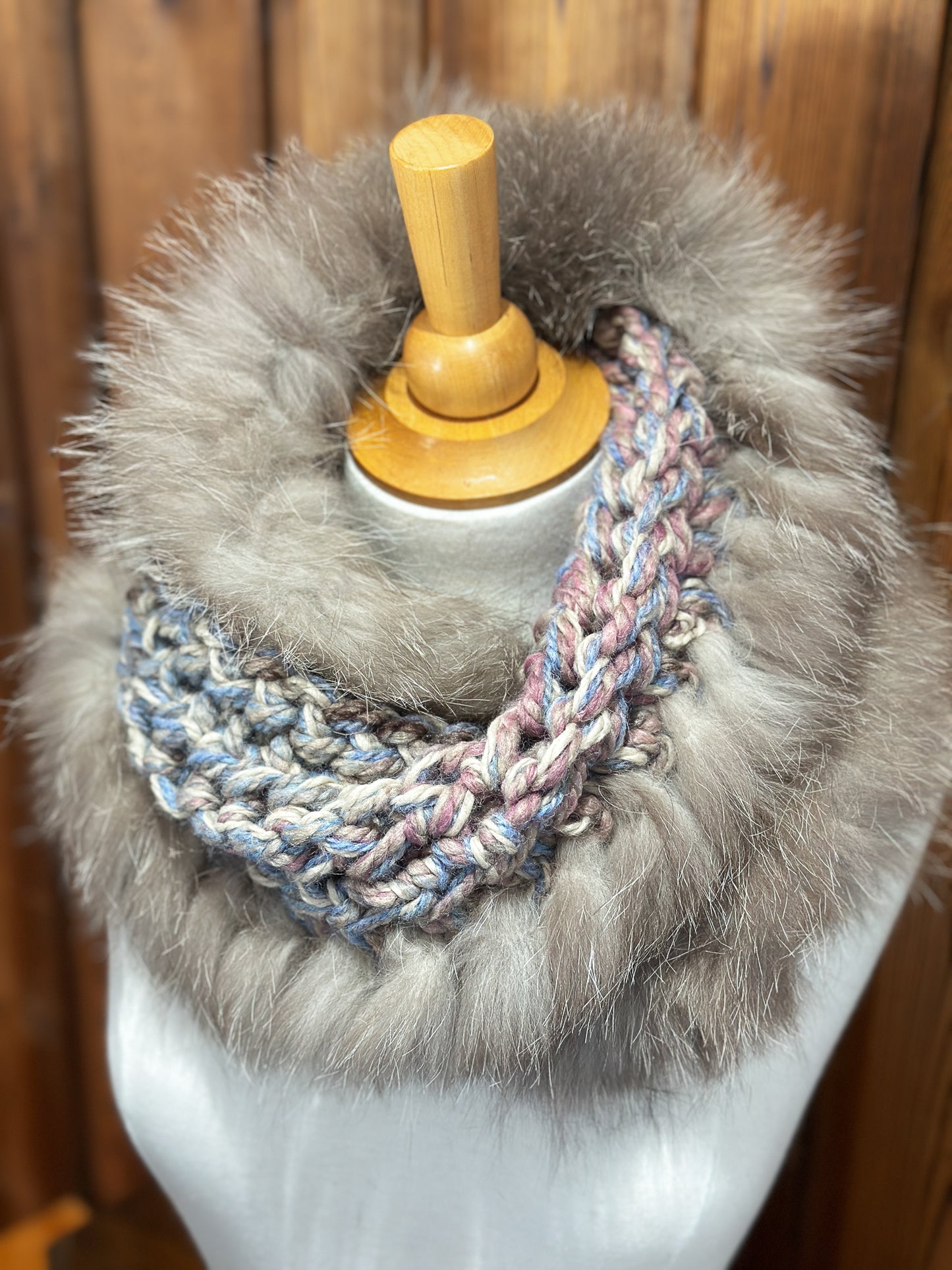 Foulard avec fourrure recyclée - Renard