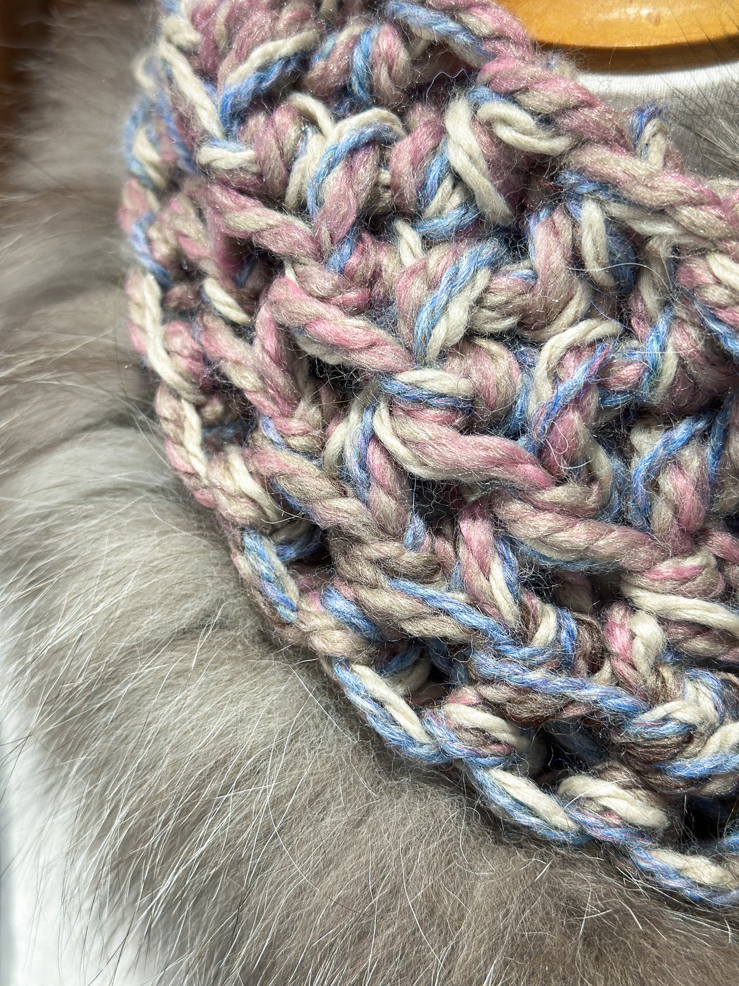 Foulard avec fourrure recyclée - Renard