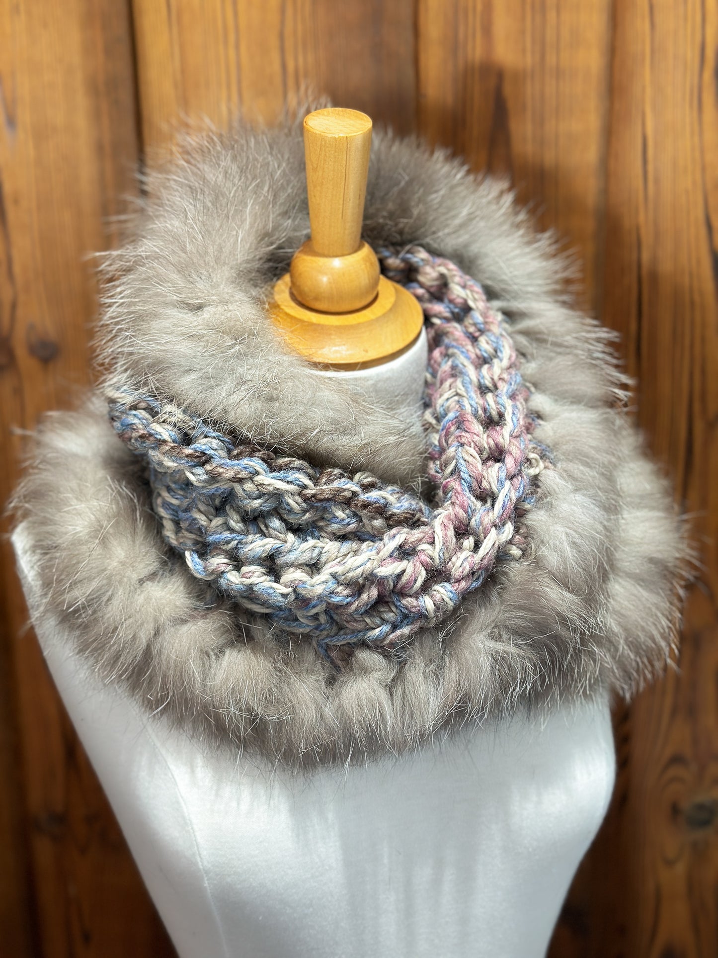 Foulard avec fourrure recyclée - Renard