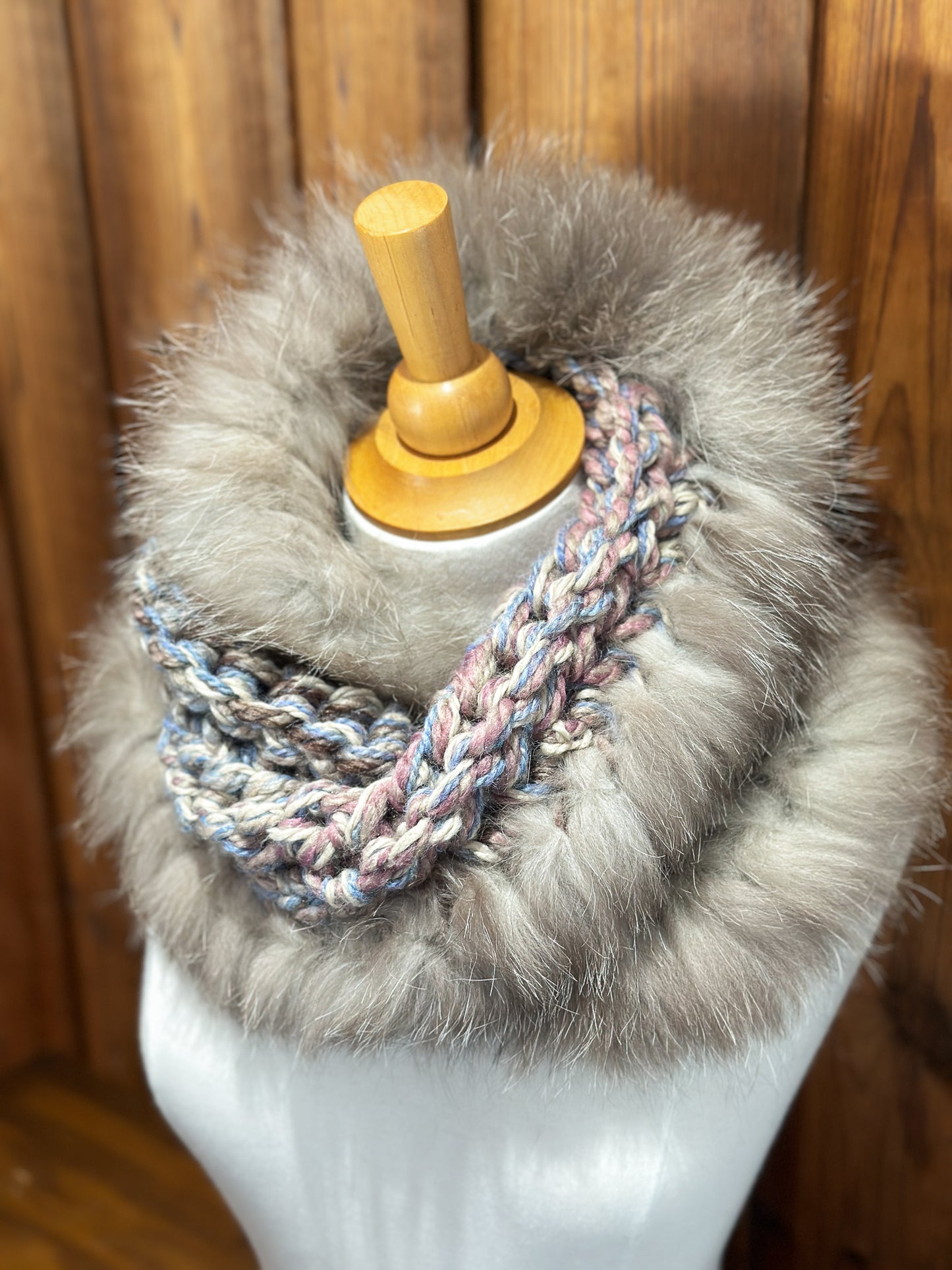 Foulard avec fourrure recyclée - Renard