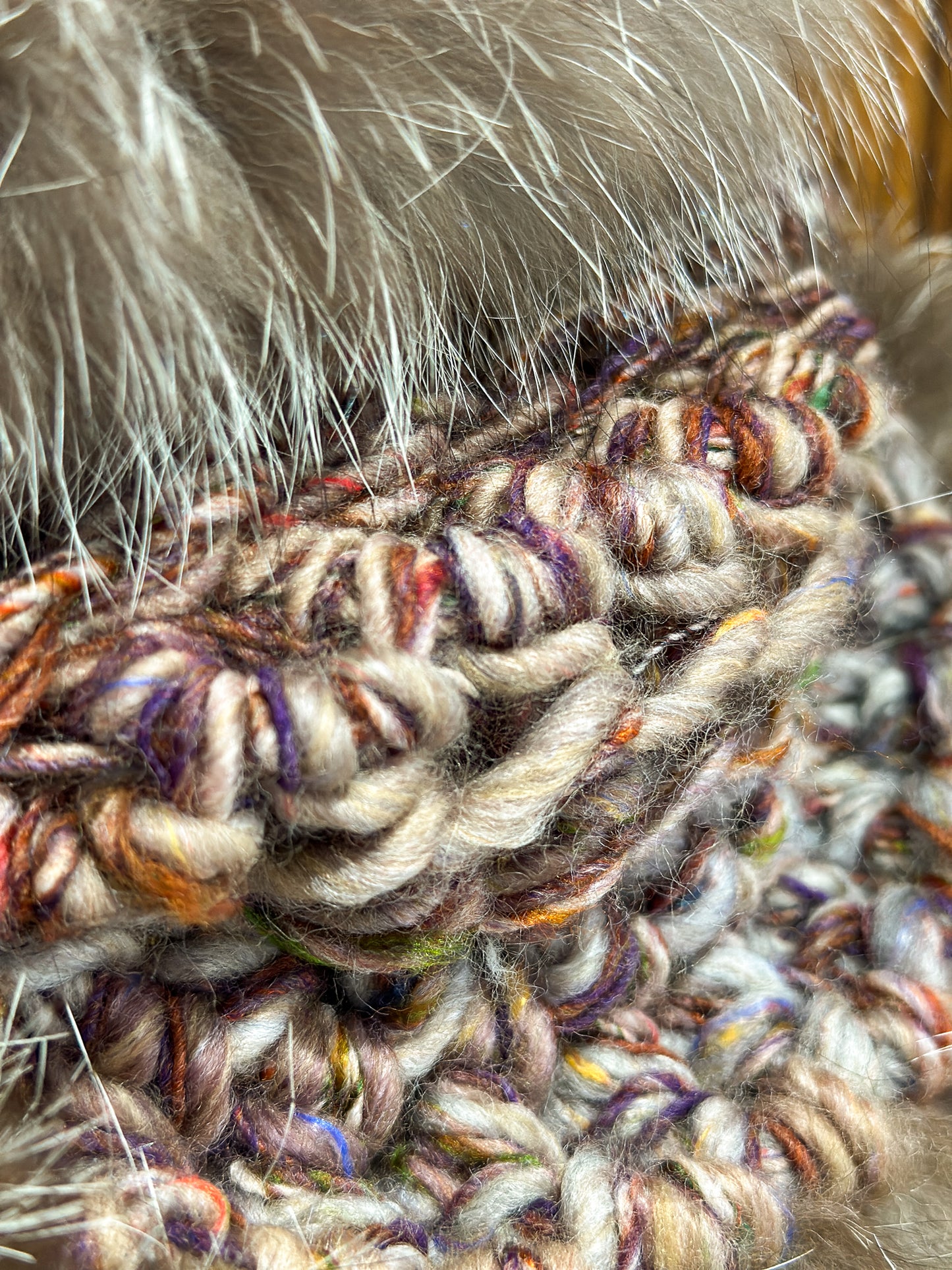 Foulard Beige avec fourrure recyclée Renard