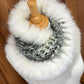 Foulard avec gris et beige fourrure recyclée Renard