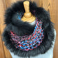 Foulard Multicolor noir avec fourrure recyclée - Renard