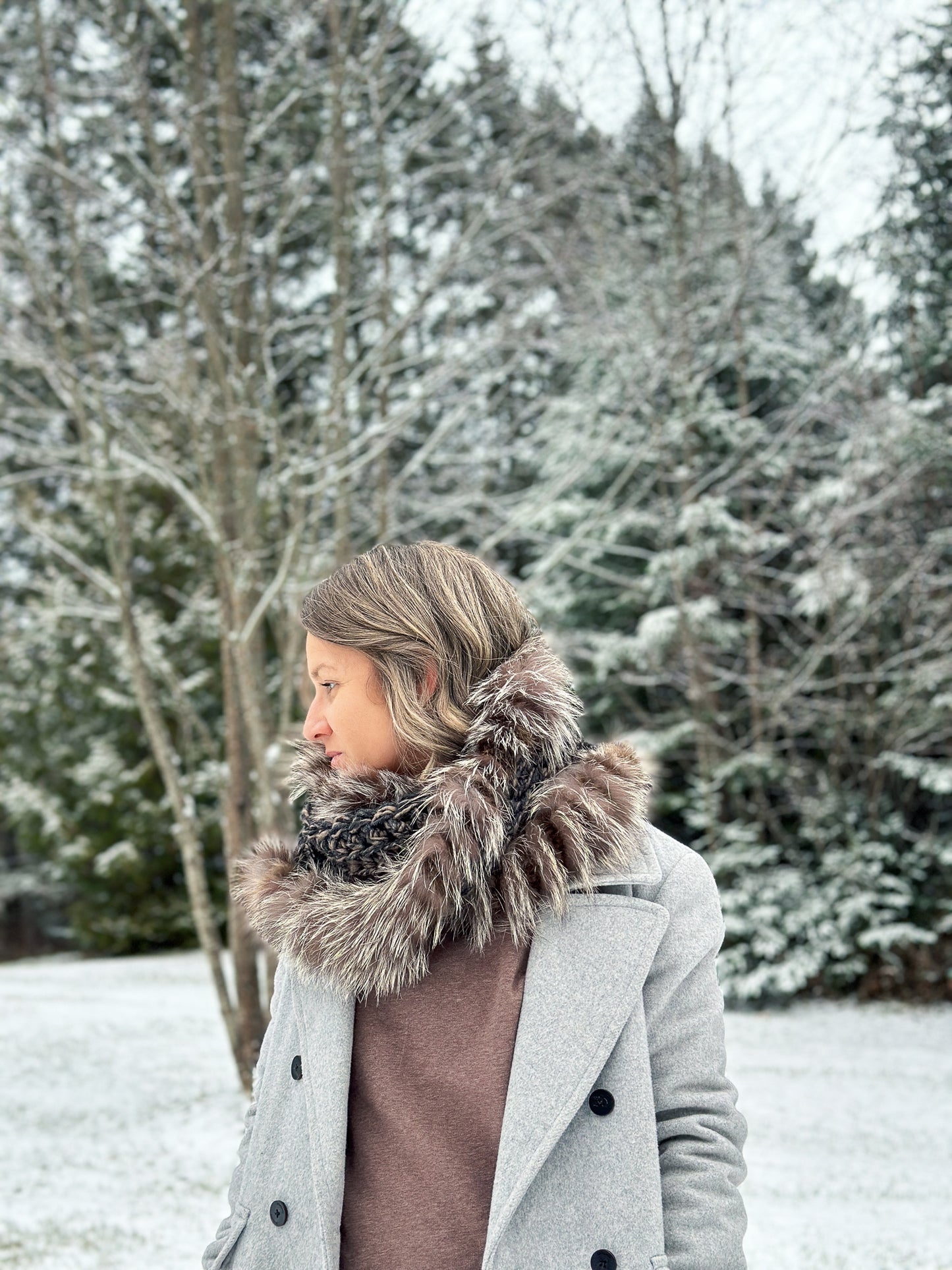 Foulard avec fourrure recyclée