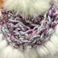 Foulard gris et fuchsia avec fourrure recyclée Renard