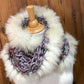 Foulard gris et fuchsia avec fourrure recyclée Renard