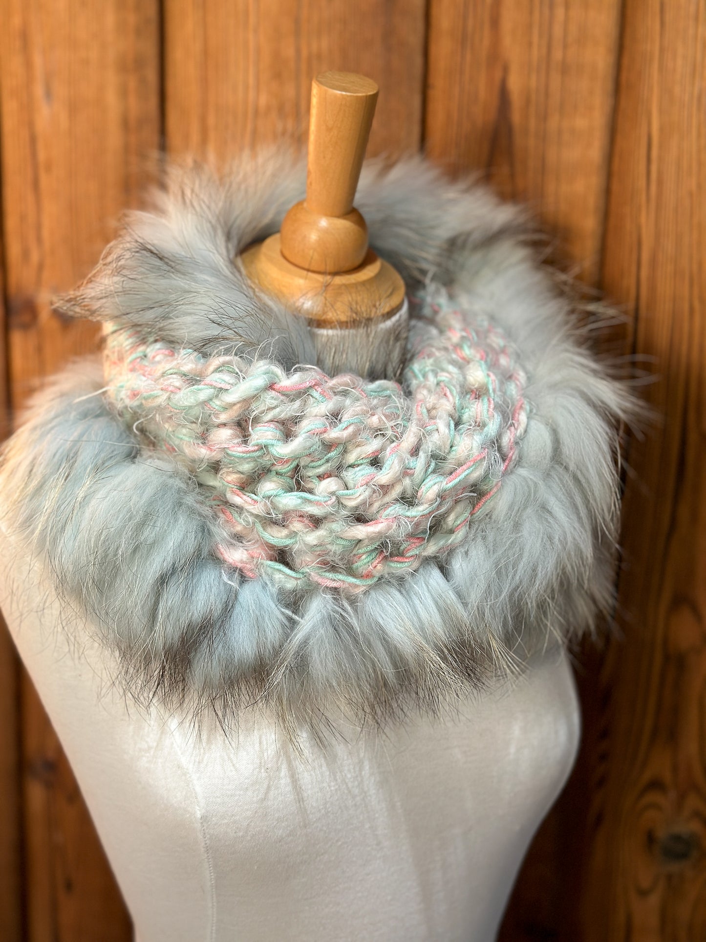 Foulard avec fourrure recyclée Renard