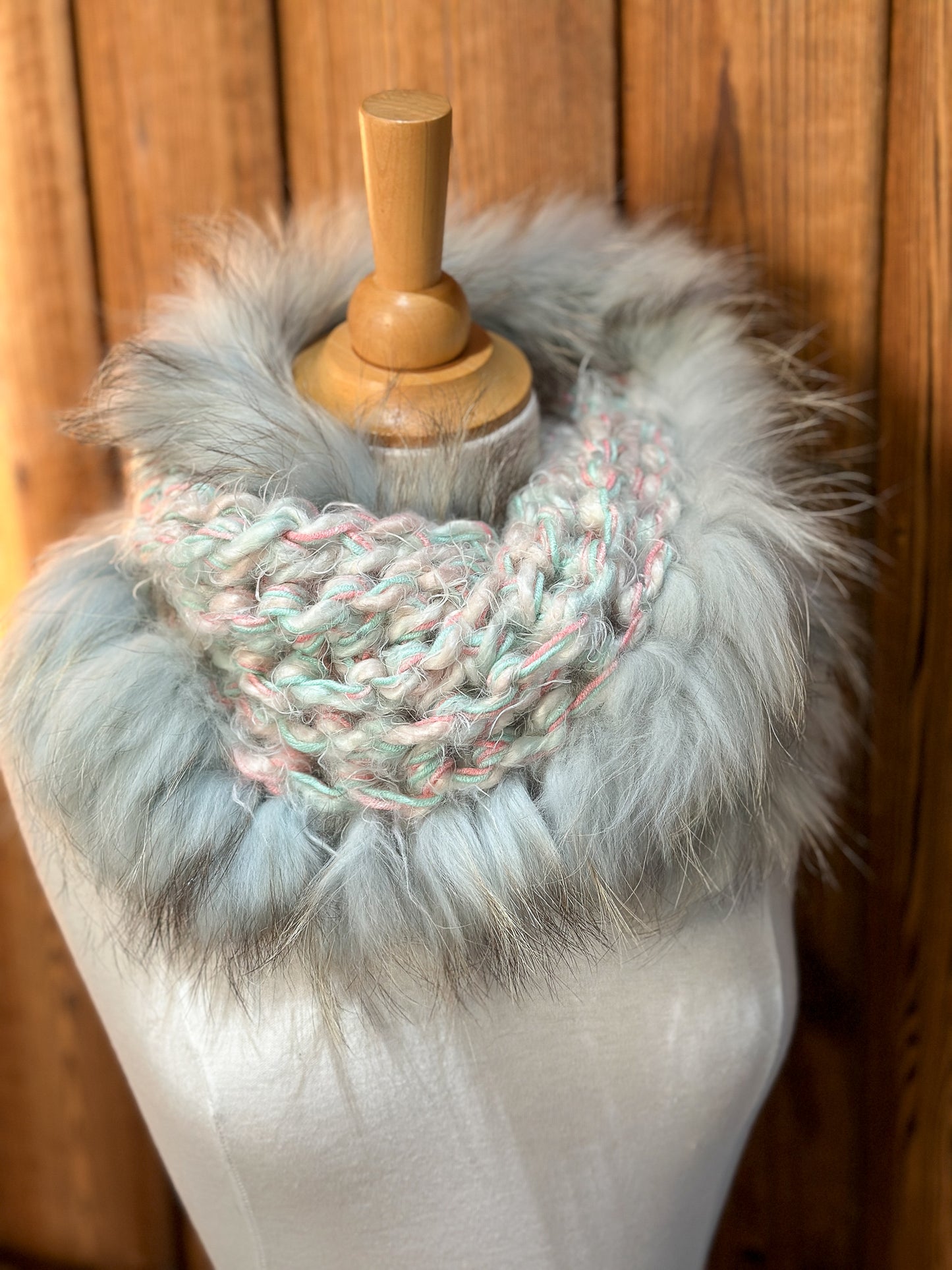Foulard avec fourrure recyclée Renard