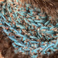 Foulard en tricot avec fourrure recyclée, Turquoise