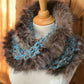 Foulard en tricot avec fourrure recyclée, Turquoise
