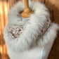 Foulard Beige avec fourrure recyclée Renard