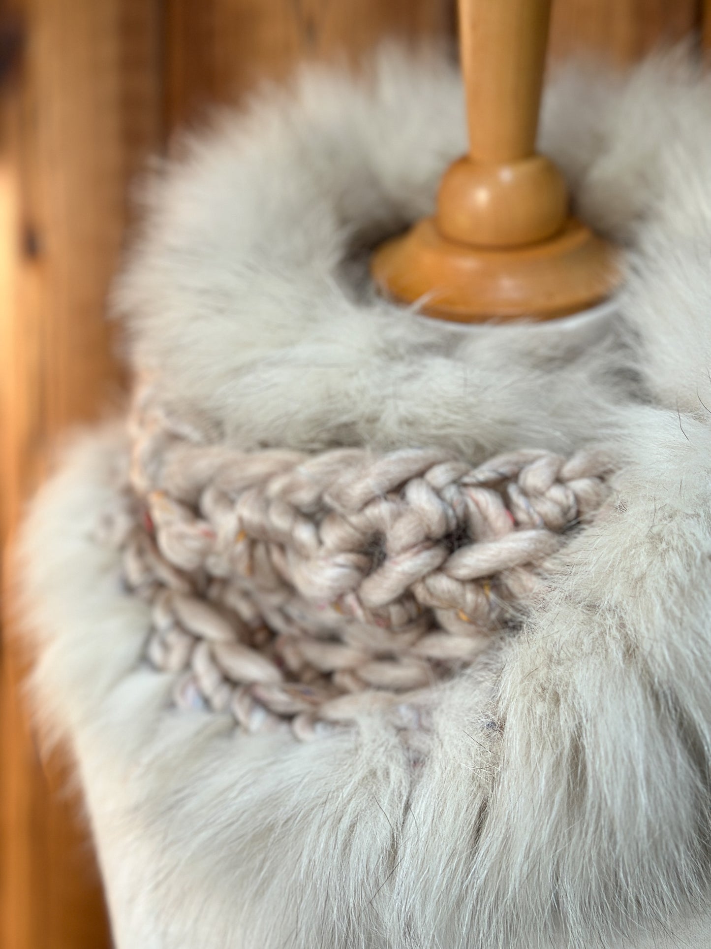 Foulard Beige avec fourrure recyclée Renard
