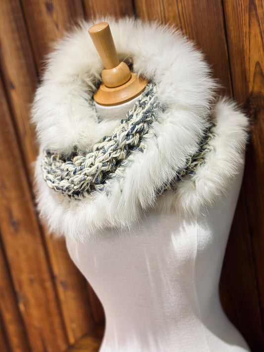 Foulard avec fourrure recyclée Renard