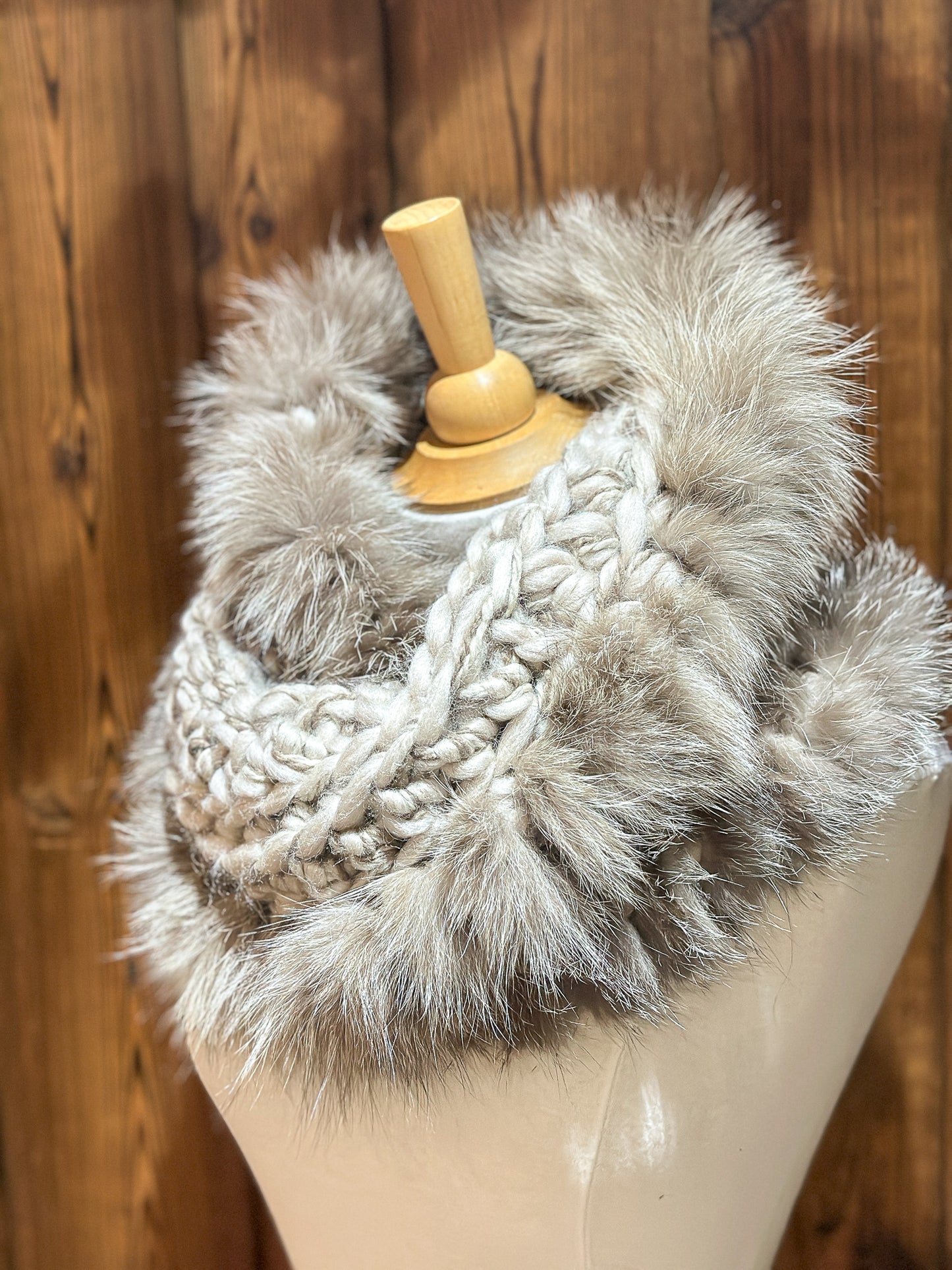 Foulard avec fourrure recyclée Renard