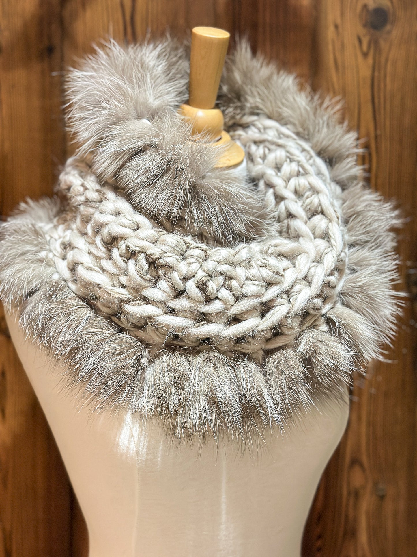Foulard avec fourrure recyclée Renard
