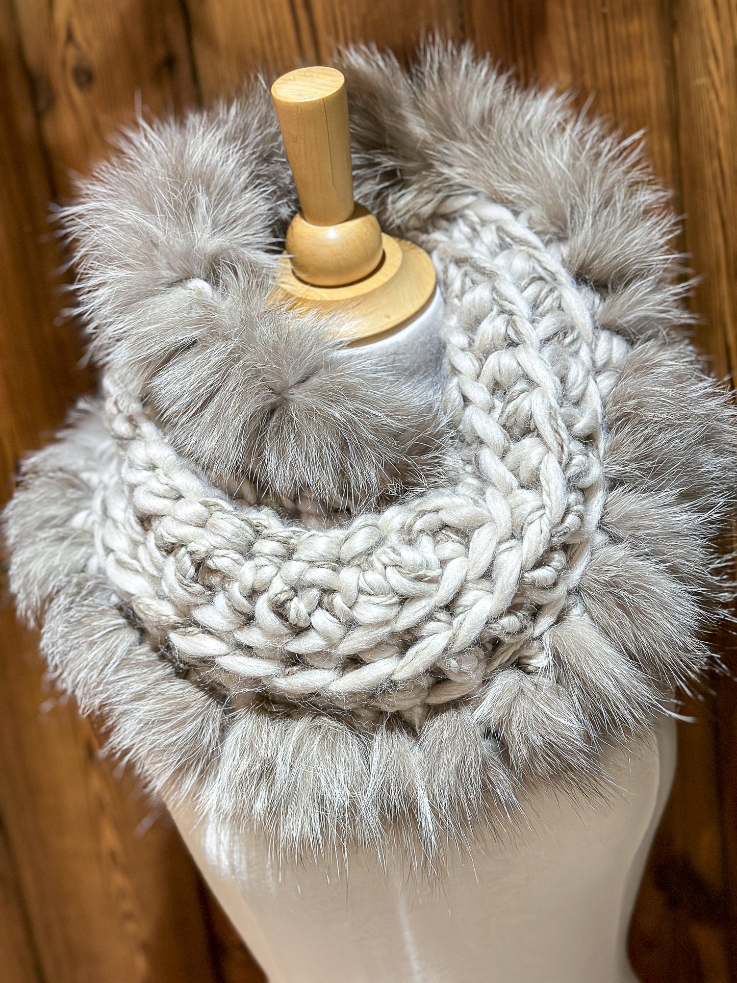 Foulard avec fourrure recyclée Renard