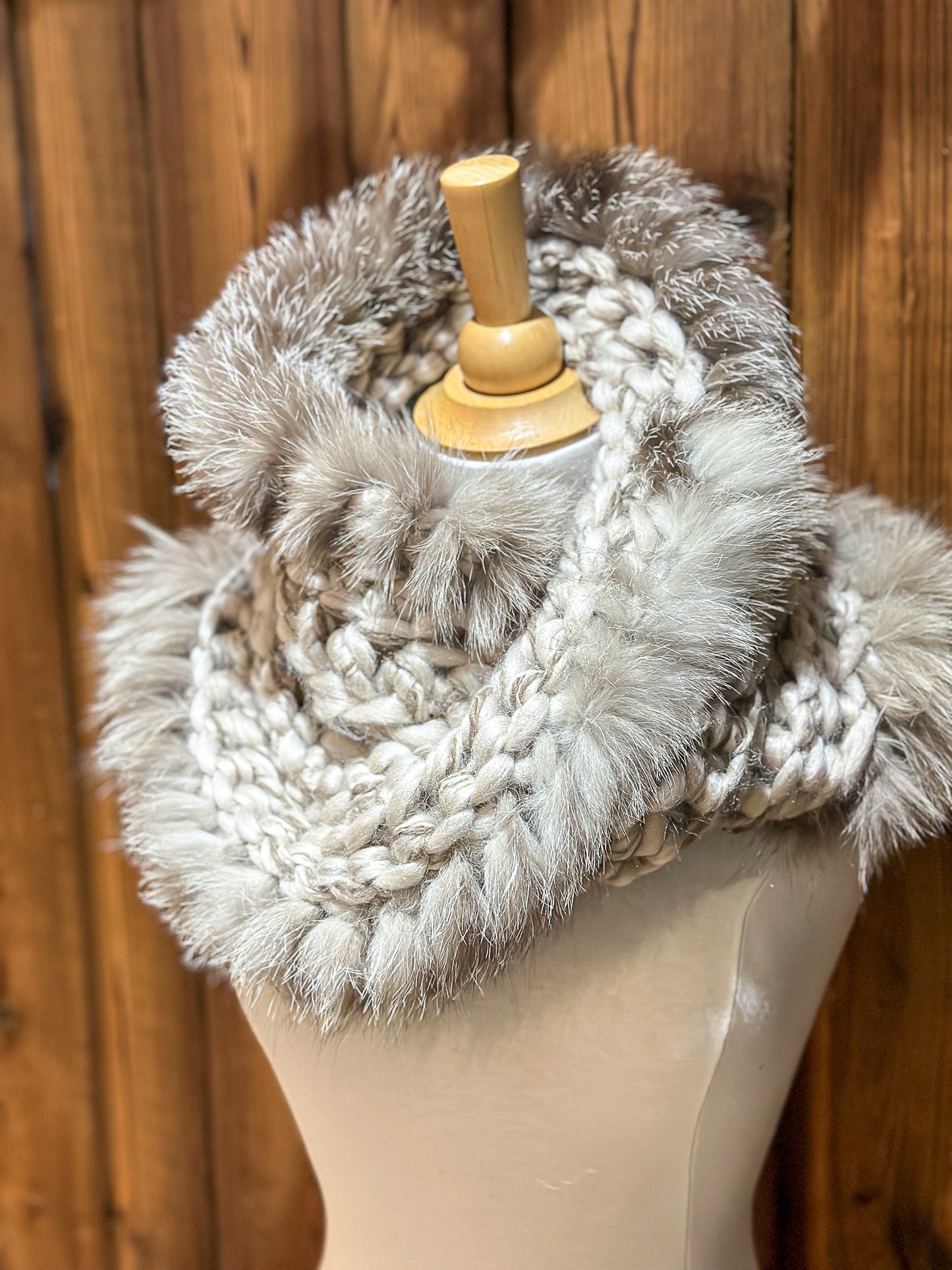Foulard avec fourrure recyclée Renard