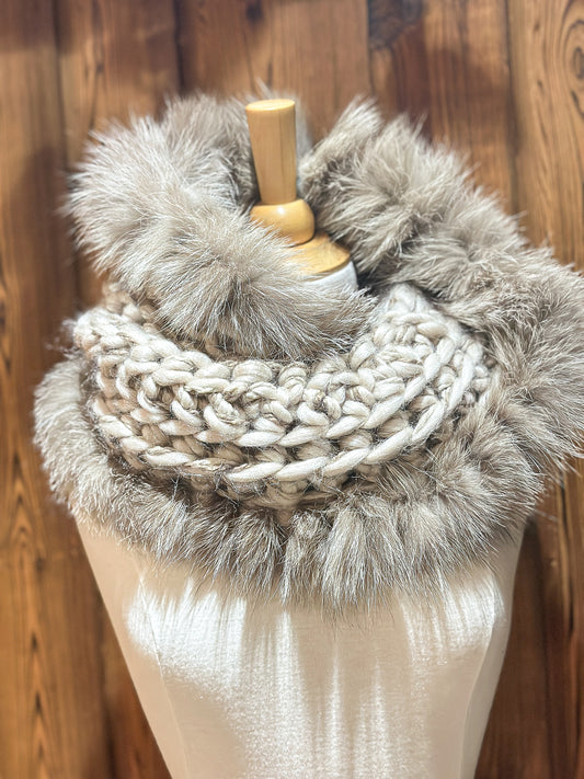 Foulard avec fourrure recyclée Renard