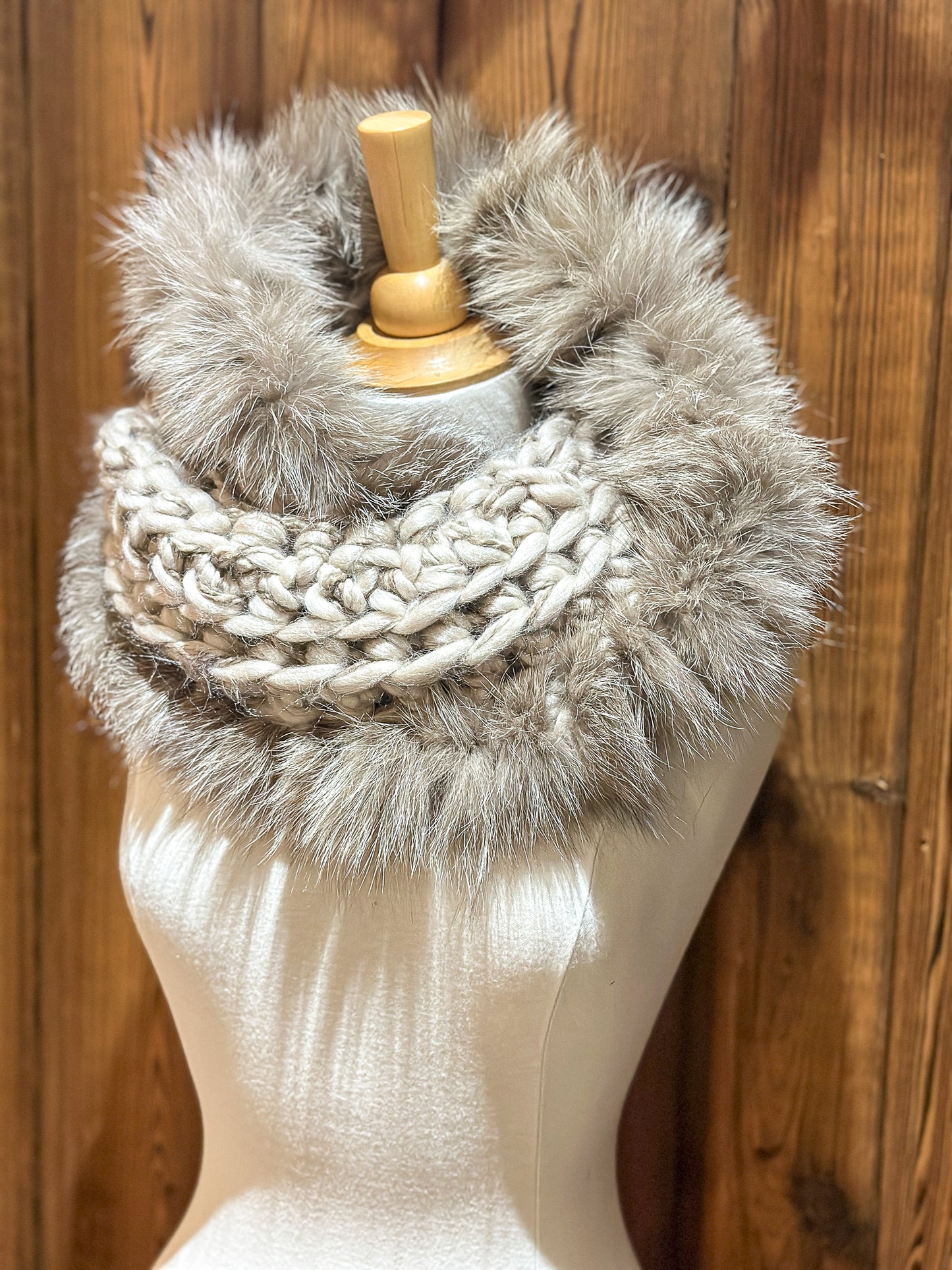Foulard avec fourrure recyclée Renard
