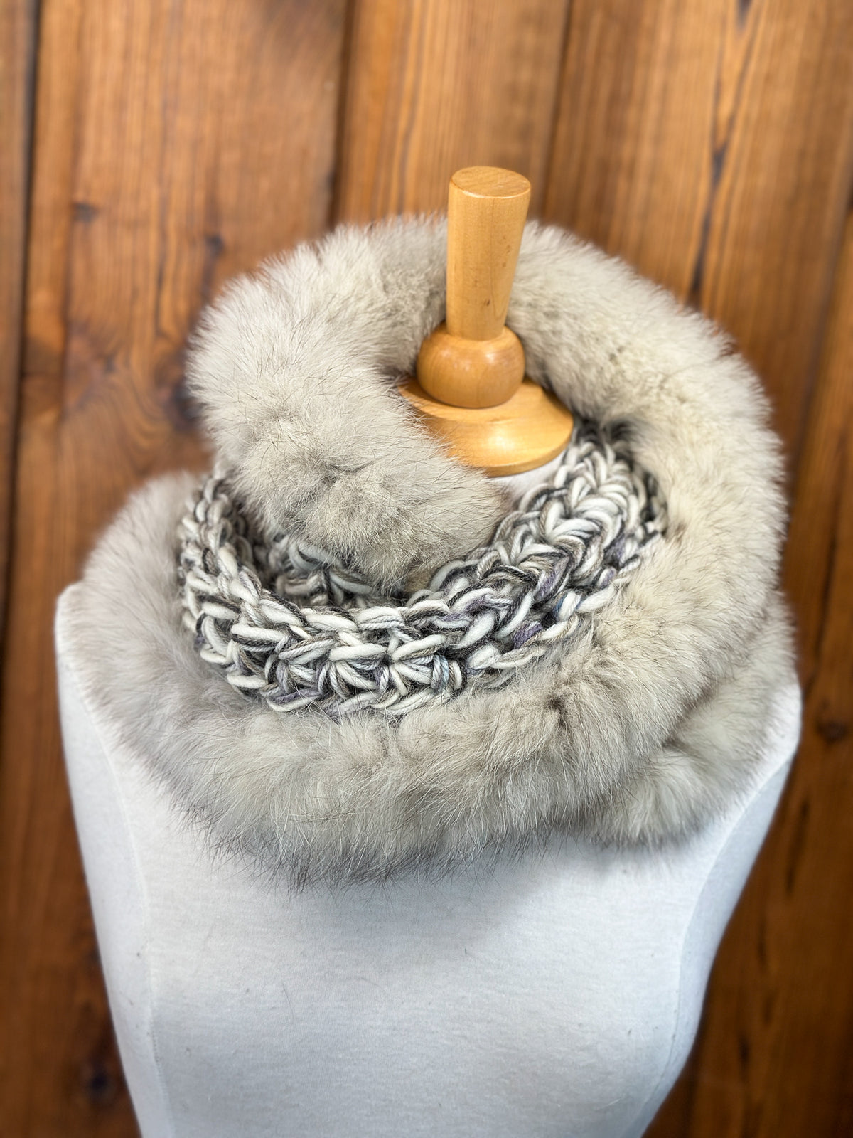 Foulard avec fourrure recyclée - Renard