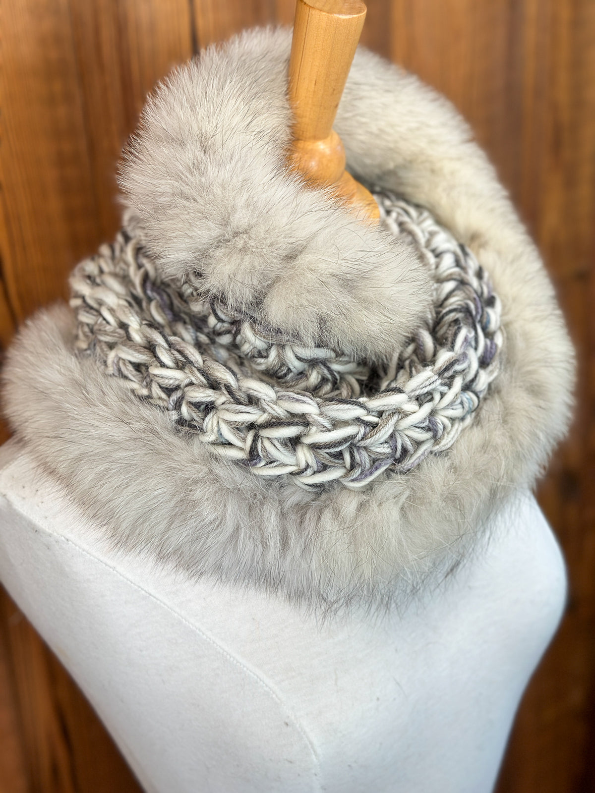 Foulard avec fourrure recyclée - Renard