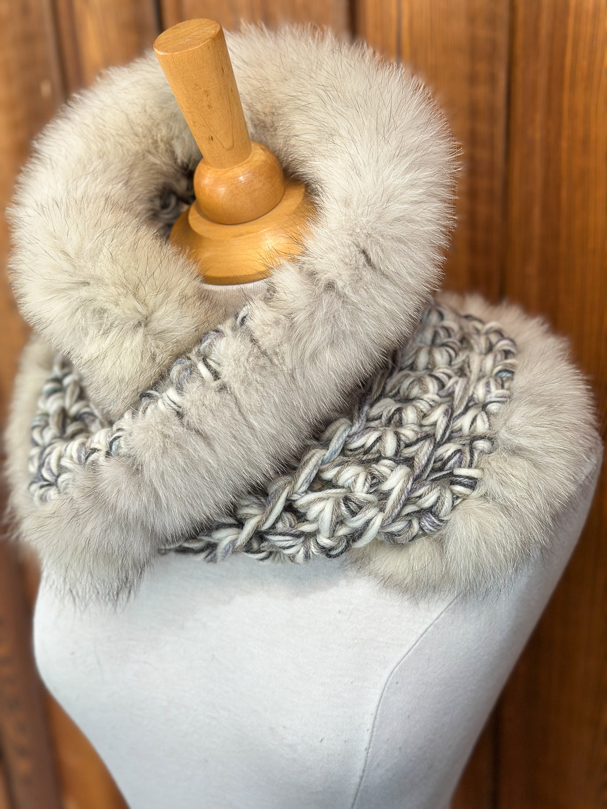 Foulard avec fourrure recyclée - Renard