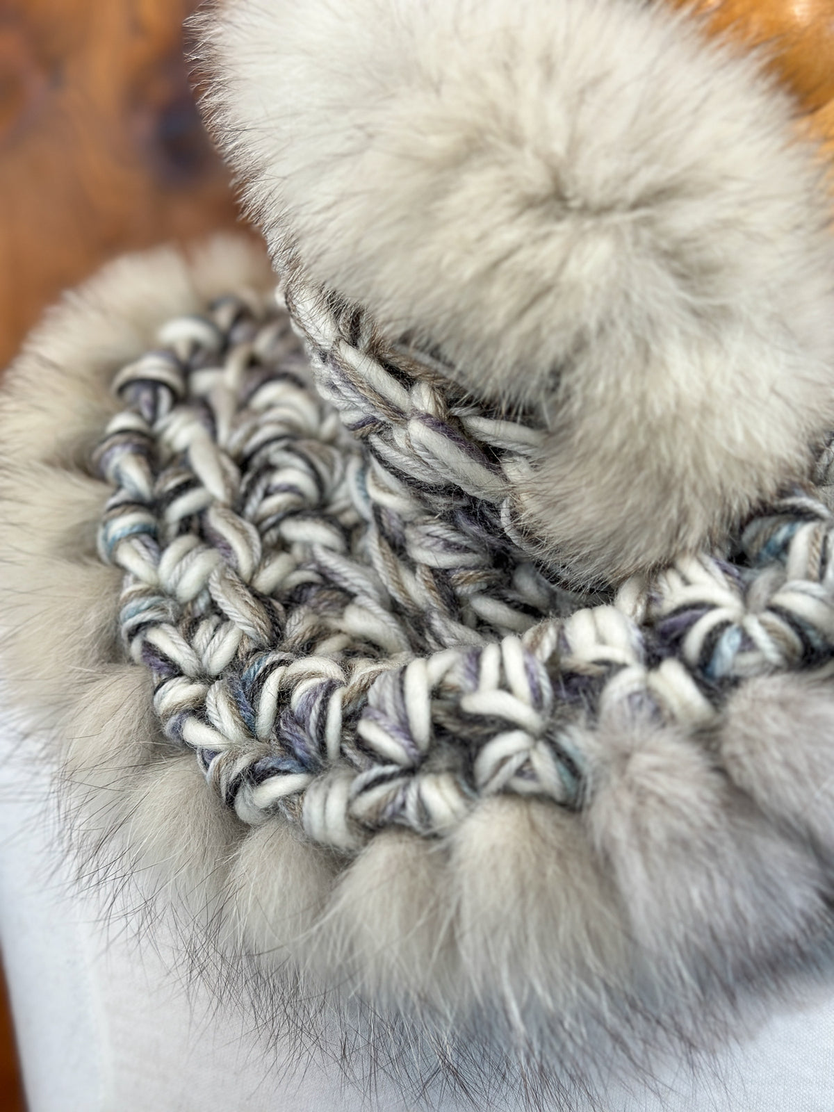 Foulard avec fourrure recyclée - Renard