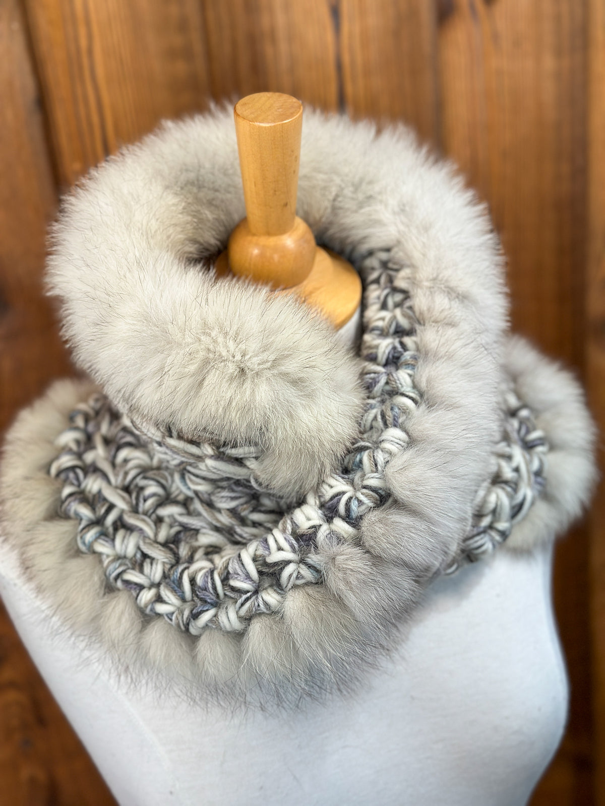 Foulard avec fourrure recyclée - Renard