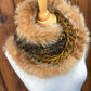 Foulard jaune et noir avec torsade fourrure recyclée