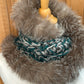 Foulard Turquoi et Gris avec fourrure recyclée - Renard