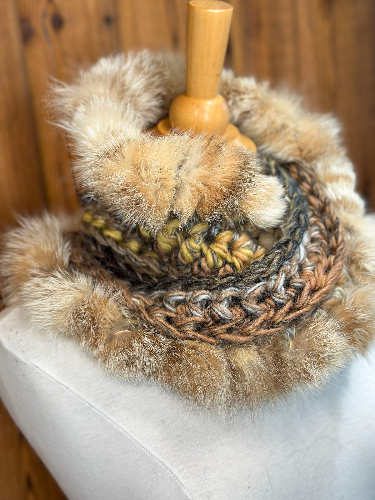 Foulard avec fourrure recyclée Renard