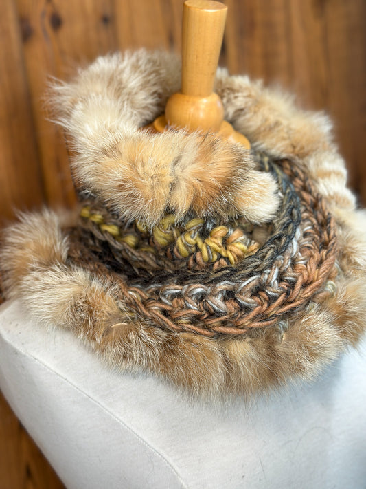 Foulard avec fourrure recyclée Renard