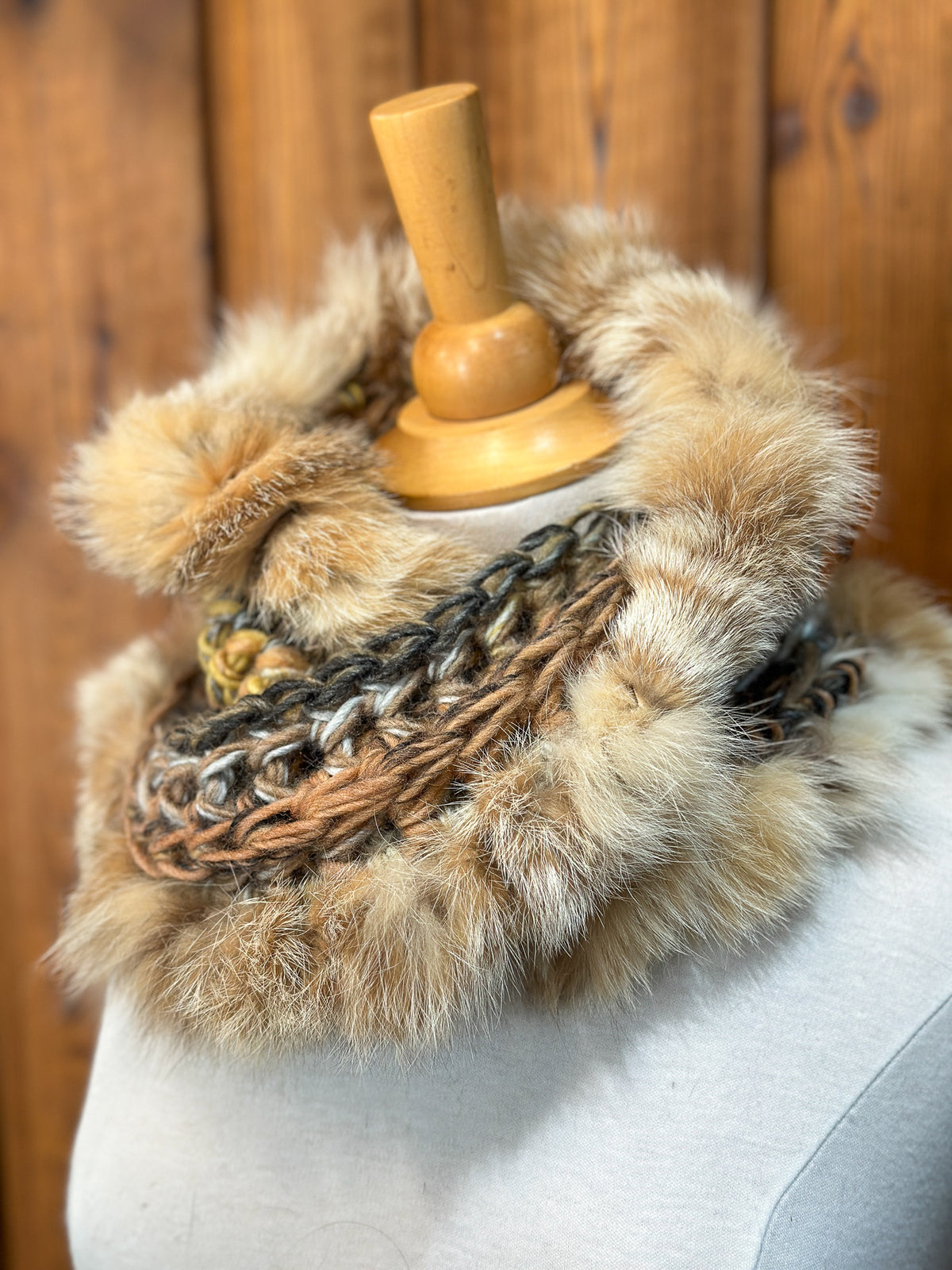 Foulard avec fourrure recyclée Renard