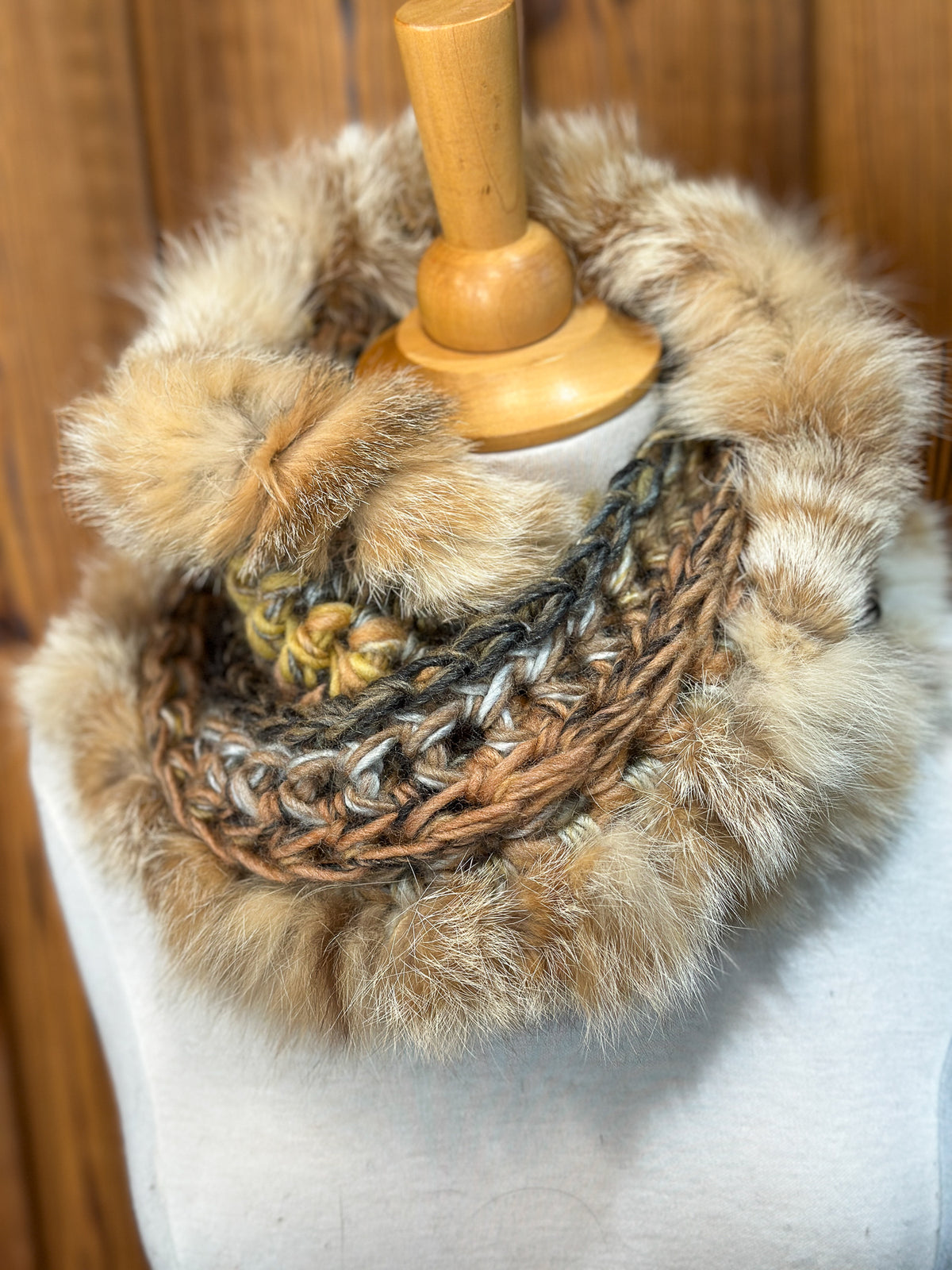 Foulard avec fourrure recyclée Renard
