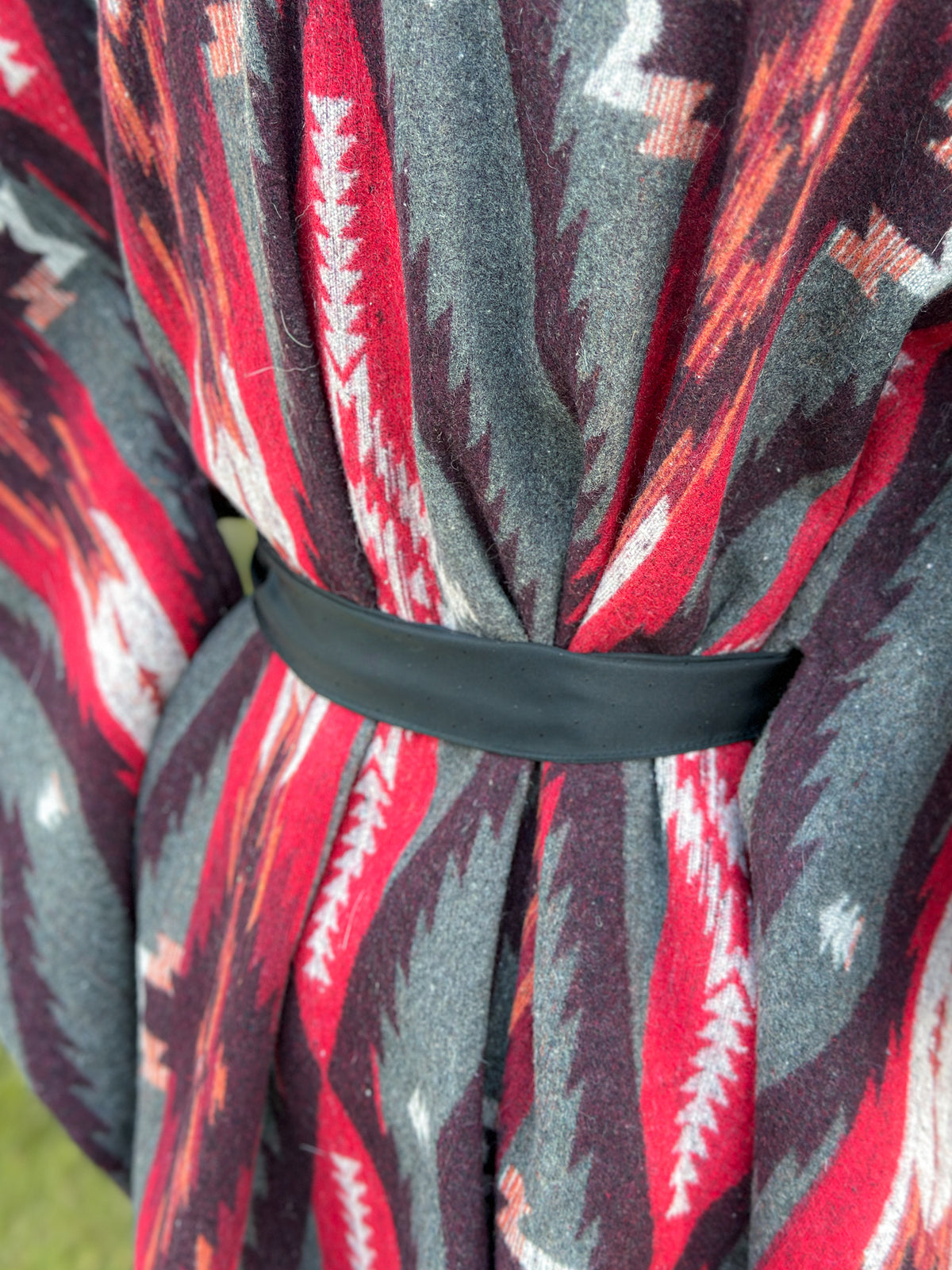 Châle couverture avec fourrure recyclée - Rouge