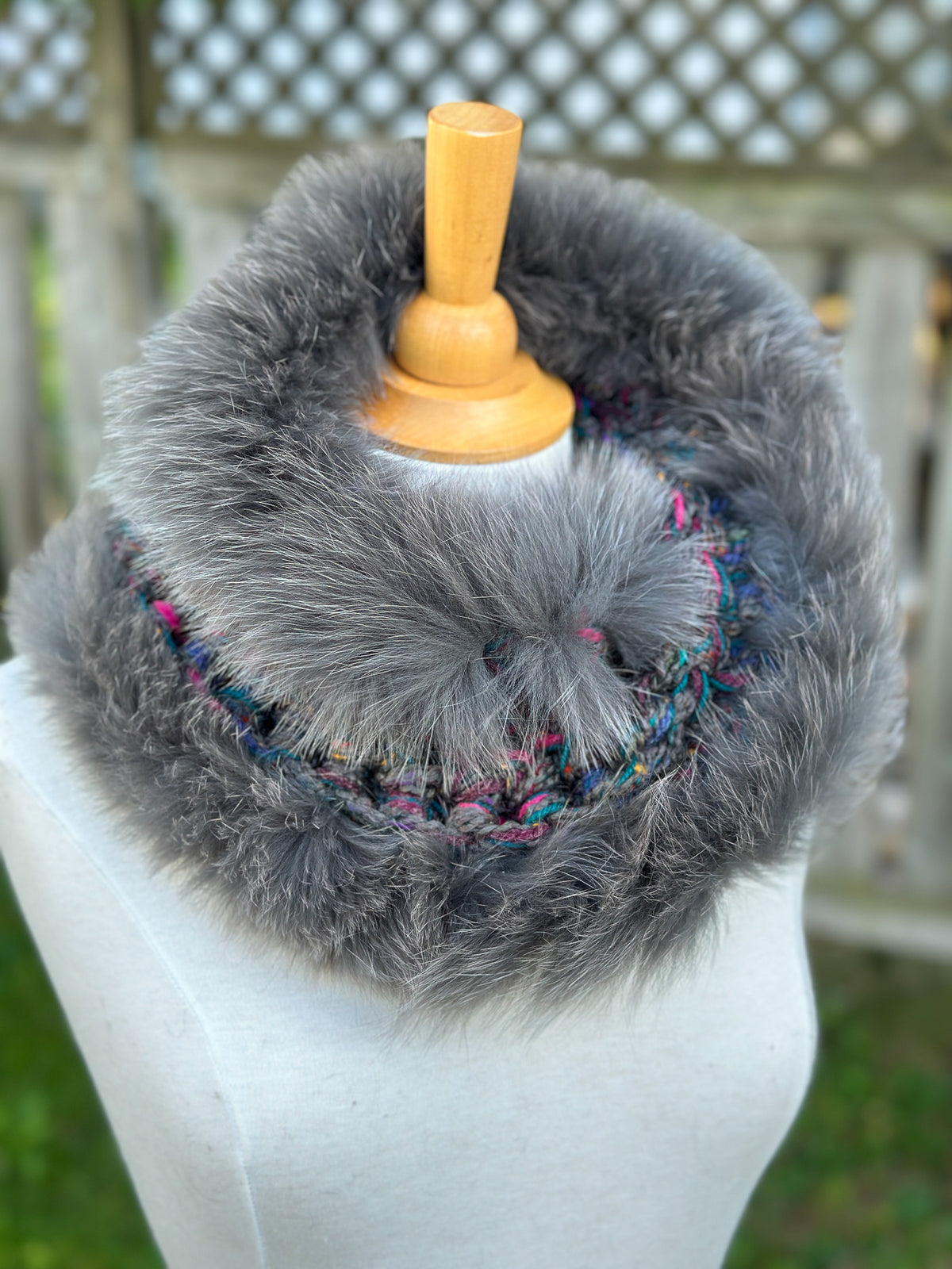Foulard avec torsade fourrure recyclée - Renard