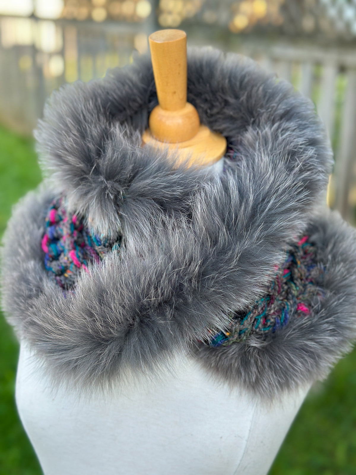 Foulard avec torsade fourrure recyclée - Renard
