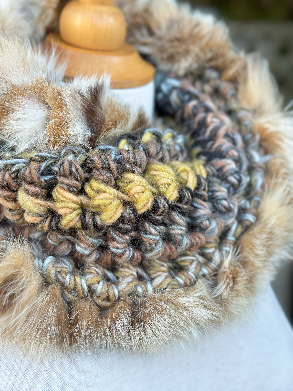 Foulard avec fourrure recyclée Renard