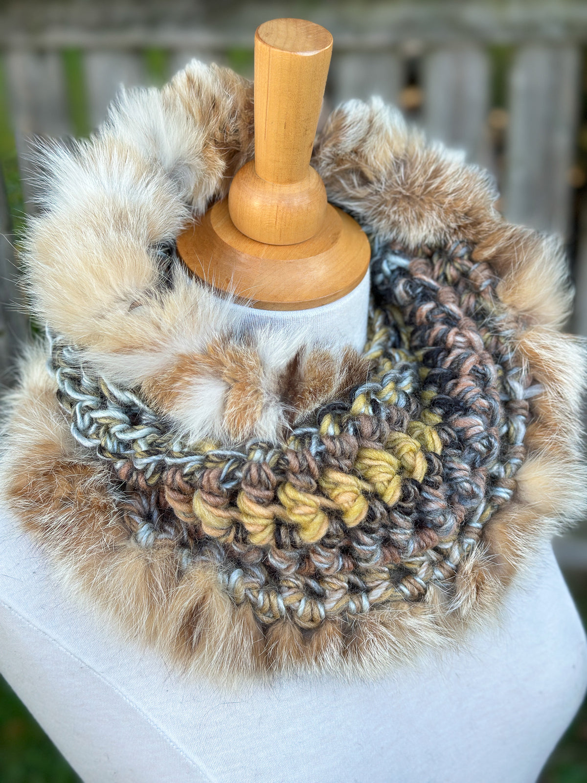 Foulard avec fourrure recyclée Renard