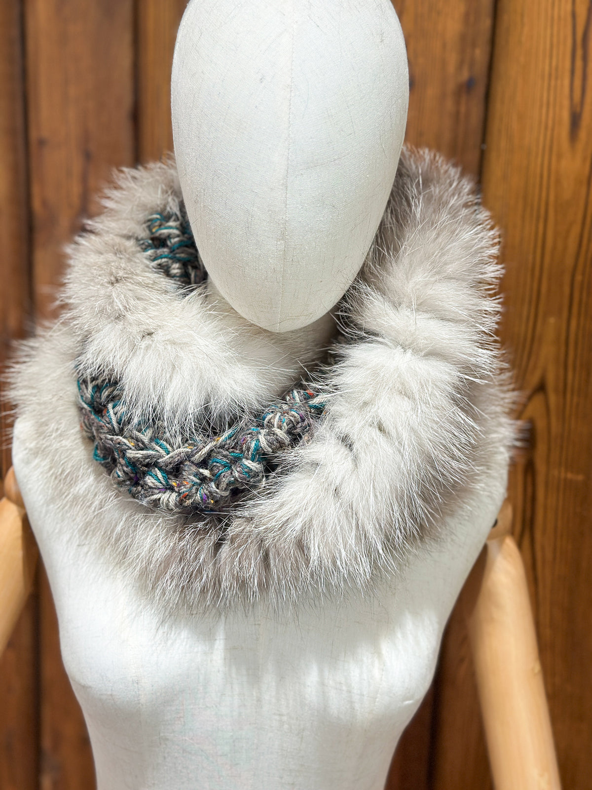 Foulard avec torsade fourrure recyclée - Renard