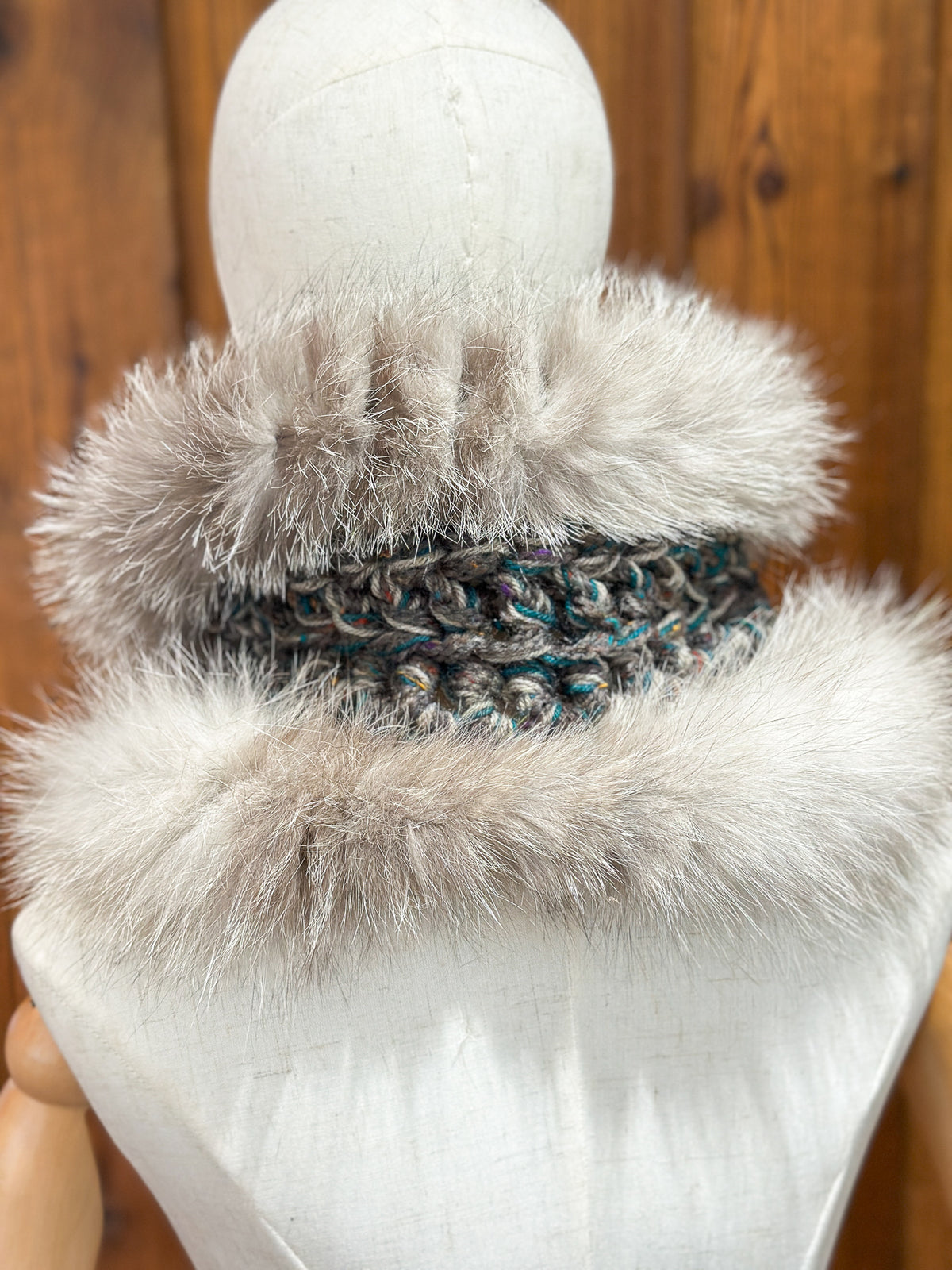 Foulard avec torsade fourrure recyclée - Renard