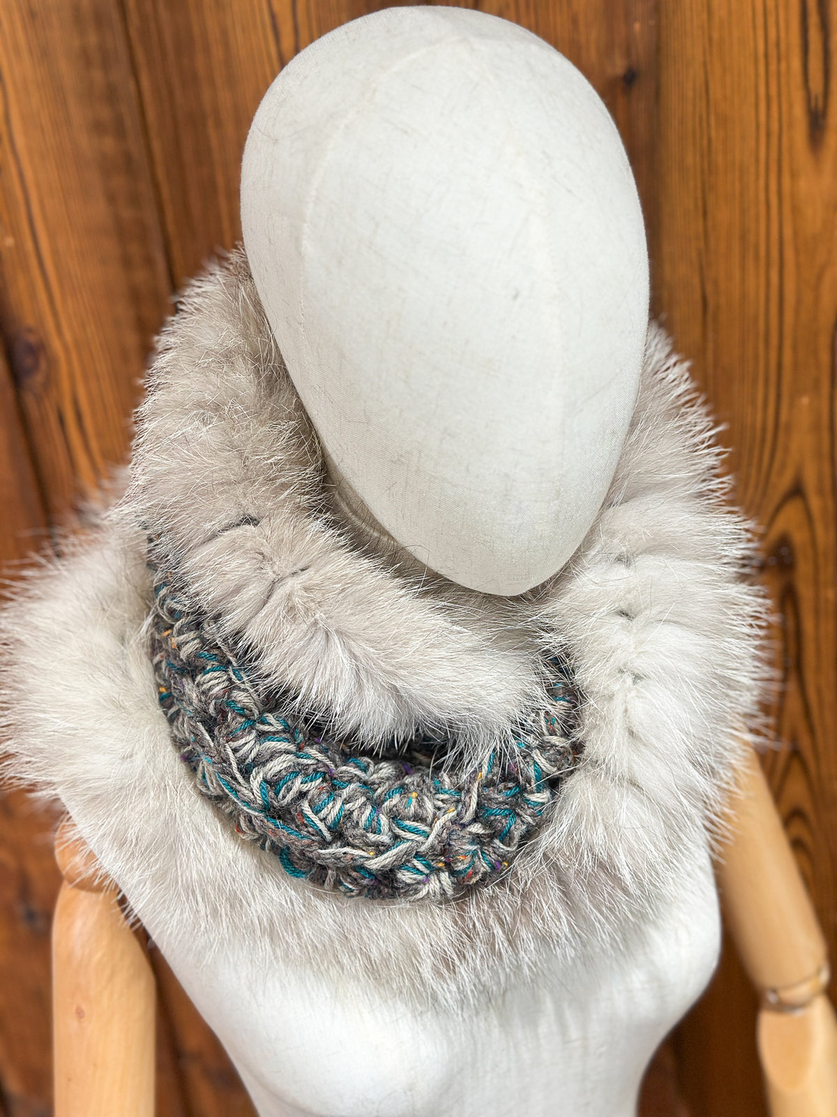 Foulard avec torsade fourrure recyclée - Renard