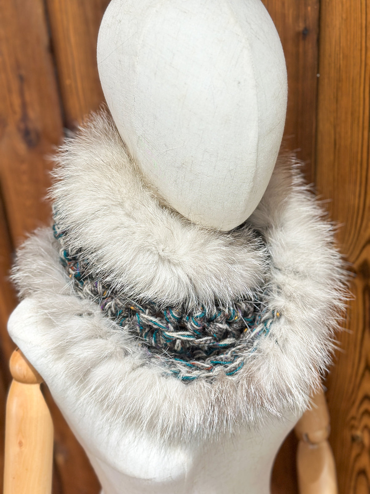 Foulard avec torsade fourrure recyclée - Renard