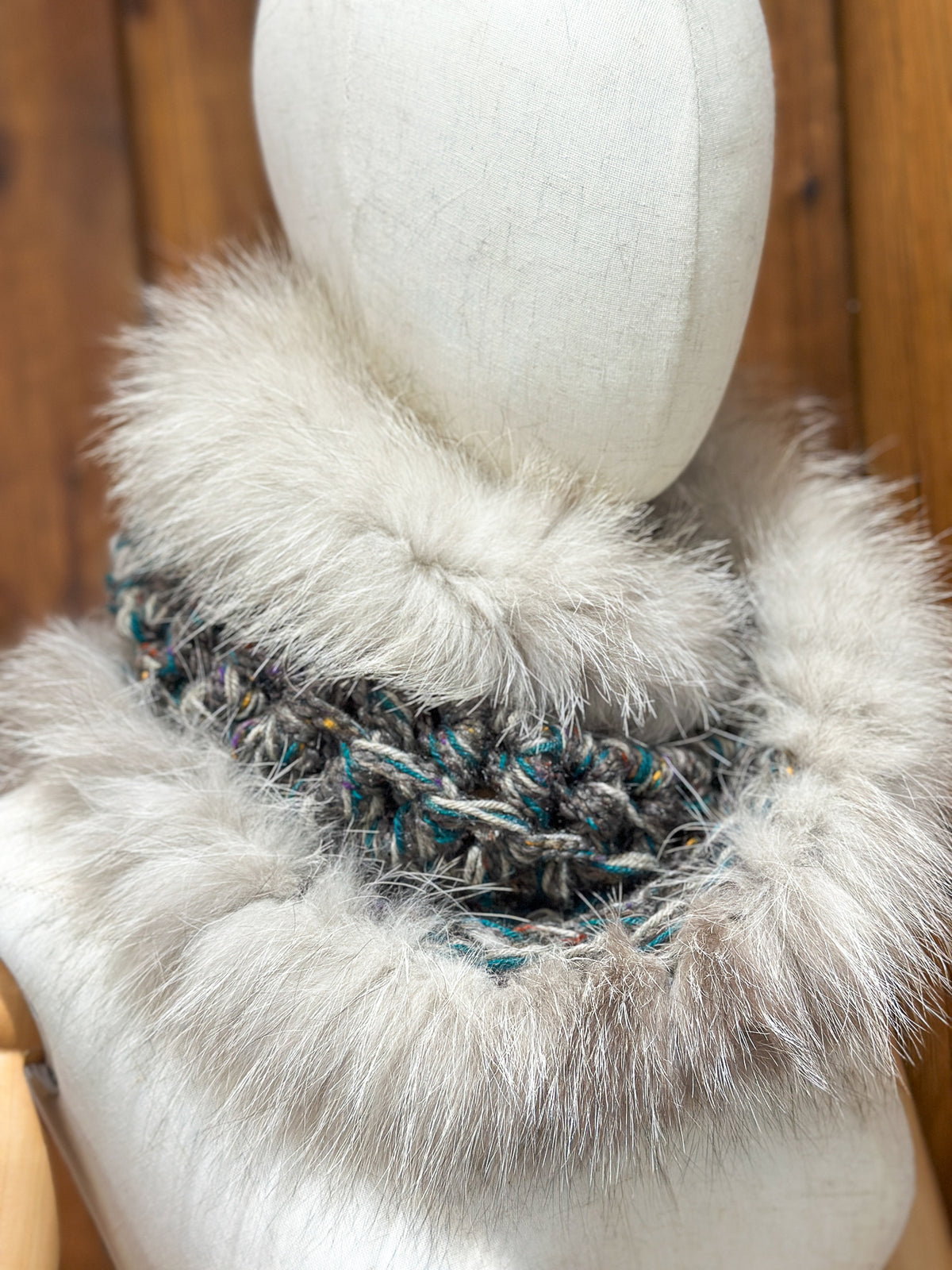 Foulard avec torsade fourrure recyclée - Renard