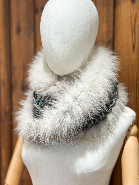 Foulard avec torsade fourrure recyclée - Renard