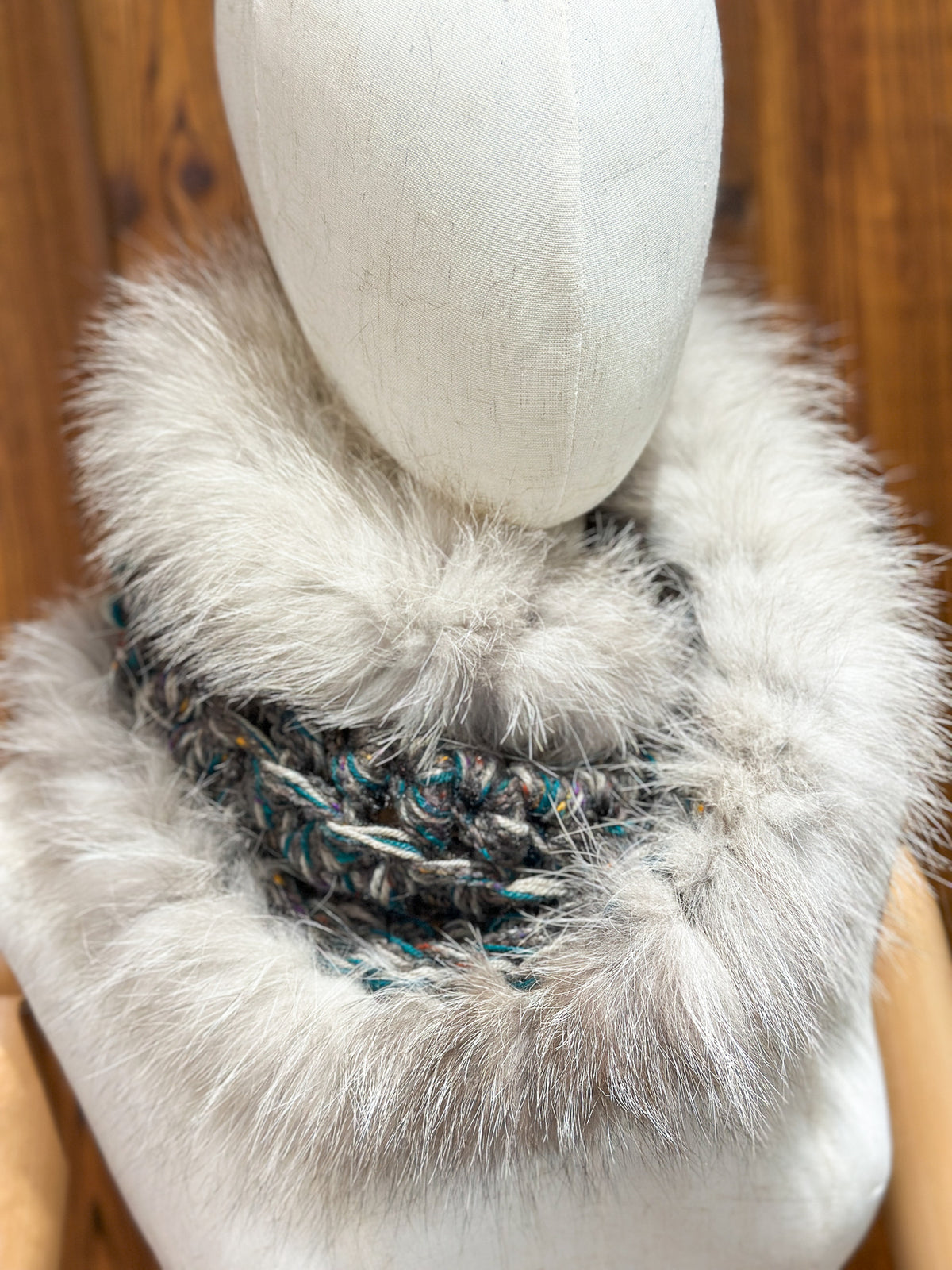 Foulard avec torsade fourrure recyclée - Renard